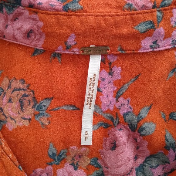 Free People Floral Cropped Tie Front Top | S - Picture 3 of 5
